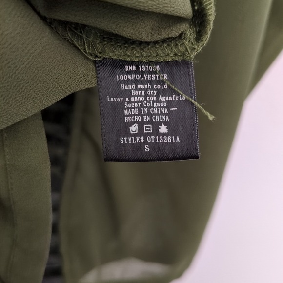 Paper Crane Olive Green Racer Back Tank‎ Leather Trim Sz Small - Picture 3 of 4